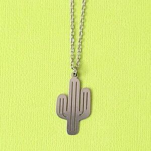 CACTUS Stainless Steel Charm Chain Necklace 18" Arizona Western Cowgirl